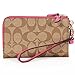 Coach F64131 Signature PVC Double Corner Zip Wristlet Khaki/dahlia
