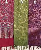 10" X 66" Rayon Batik Scarves - 3 Bright Florals