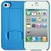 Skque Hard Case with Stand and Dock Connector Dust Plug for Apple iPhone 4 4S, Blue