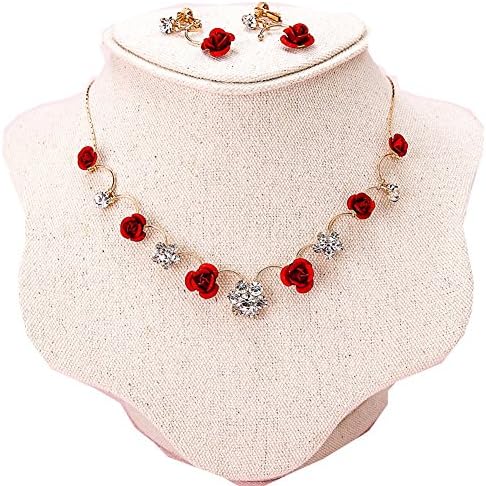 Pretty Ladies Handmade Rhinestone Beaded Necklace Earrings Set Hair Ornaments (04)