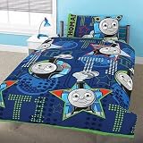 Kids/Childrens Thomas the Tank Engine All Aboard Design Bedding Duvet Cover Set and Pillow Case (Twin Bed) (Navy)