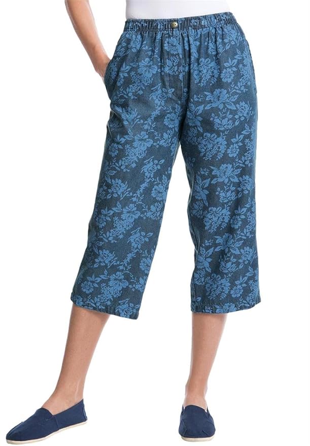Women's Plus Size Jean Capris, In Denim Or Twill, Mock Fly at ... Women's Plus Size Jean Capris, In Denim Or Twill, Mock Fly at ...