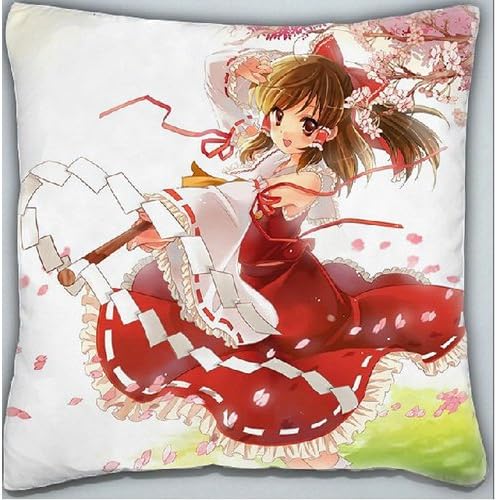 Decorative Japanese Anime Throw Pillow Covers Cushion Covers Pillowcase Touhou Project Reimu Hakurei, 16x16 Double-sided Design