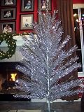 Artificial Christmas 6' Foot Tall Siver PFC Vintage Style