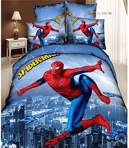 Spider-Man 3D Effect Print 4pcs Bedding Sets,Cotton100% material beautiful Creative bedding sets Queen Size Christmas Gifts For Children