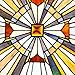 Pharaoh’s Jeweled Stained Glass Panel: 17.5 Inch Decorative Window Hanging - Tiffany Style Framed Hangings for the Wall or Windows - Clear, Gold, Yellow and Blue Frank Lloyd Wright Mission Decoration