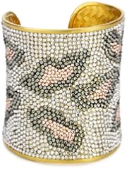 Deanna Hamro Atelier "Lulu" Leopard Print Pave and Gold Vermeil Cuff Bracelet