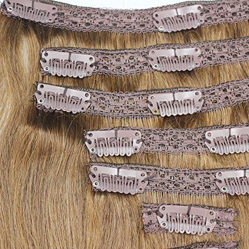 Ibeshion 100g Clip In With Lace 7pcs 15 Clips 20 Inch #8 Medium Brown Remy Human Hair Extensions
