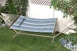 Bliss Hammocks Euro Quilted Hammock - Blue/Green/White Stripe