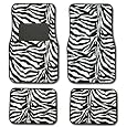 Zebra Black & White Carpet Car Floor Mats