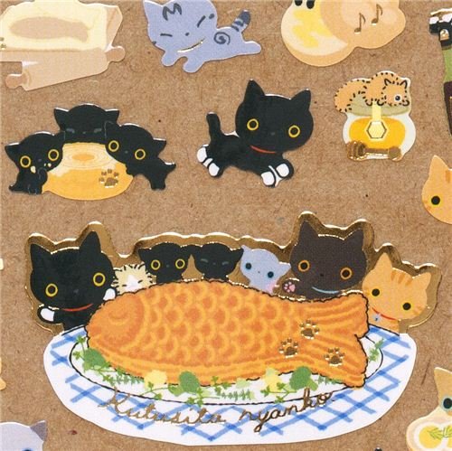Imagen principal de cute Kutusita Nyanko cat sticker fish cake food