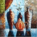 Blue Vase Still Life I Original Hand-Painted Oil on Gallery Wrapped Canvas - 32x32"
