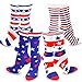 TeeHee Novelty Fashion Americana Crew Socks for Women 4-Pair (Stars and Stripes)
