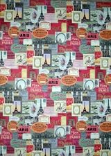 Paris Collage Decorative Paper by Cavallini & Co. - Gift Wrap: Set of Four (4) Sheets