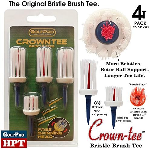 Crown Tee Bristle / Brush Tees Premium Brush Tee 4 Pack (4-Tees) Size: 2.6" Long Tees w/ Mini Tee