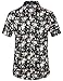 SSLR Men's Flower Buttondown Short Sleeve Shirt (Medium, Black Pink)