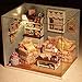 Cuteroom Dollhouse Miniature DIY Wood Kit Dolls house with Cover and LED Toy Christmas Gift Birthday Gift Cute Room--Happy Time