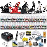 5 New Guns Tattoo Machine Kit LCD Power Supply Needles 54 Inks D179GD (D179GD-4)
