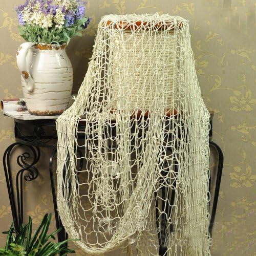 ETSYG Nautical Decorative Fish Net Tropical Seashells Fishing Netting Decor Beige