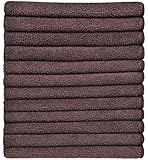Sinland Absorbent Microfiber Dish Cloth Kitchen Streak Free Cleaning Cloth Dish Rags Lens Cloths 12 Inch X 12 Inch 12pack Dark Brown