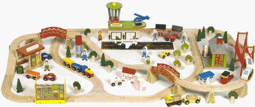 Childrens Toyshop  Toys : Transportation Wooden Train Set