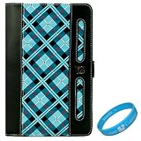 Blue Plaid Melrose Leather Protective Carrying Case with Accessory Slots for Creative ZiiO (8 GB, 16 GB) 7-Inch Android 2.2 Wireless Entertainment Tablet + SumacLife TM Wisdom*Courage Wristband