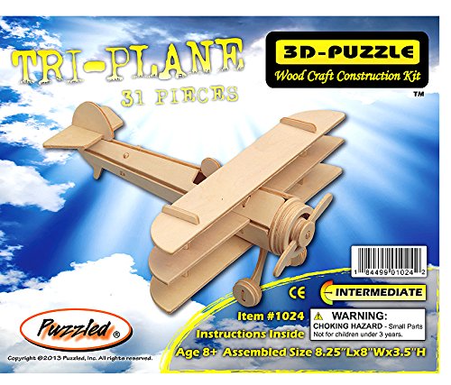 3-D Wooden Puzzle - Small Triplane Model -Affordable Gift for your Little One! Item #DCHI-WPZ-P074 by All4LessShop