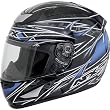 AFX Line Multi Adult FX-95 Street Racing Motorcycle Helmet w/ Free B&F Heart Sticker Bundle - Black/Blue