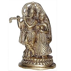 Radha Krishna Brass Statue Hindu God Religious Gifts