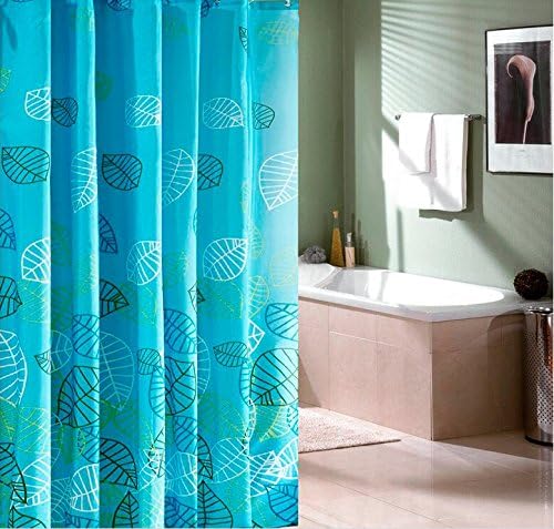 Creative blue leaves pattern - Genuine waterproof polyester shower curtain mildew thicker heavier sinker and more specifications