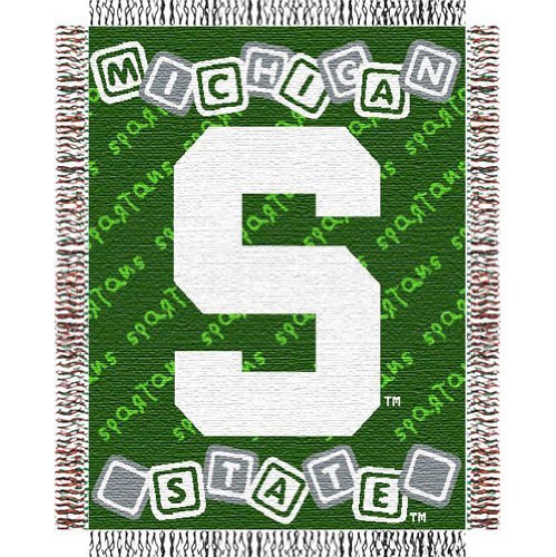 Michigan State Spartans NCAA Triple Woven Jacquard Throw (044 Series) (36x46)