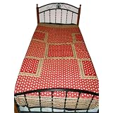 Cotton Bedspreads-Red Floral Block Print Indian Bedding Tapestry Sofa Throw