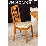 Set of 2 Oak Finish High Back Dining Side Chairs/Chair