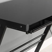 Glass Metal Black Computer Desk