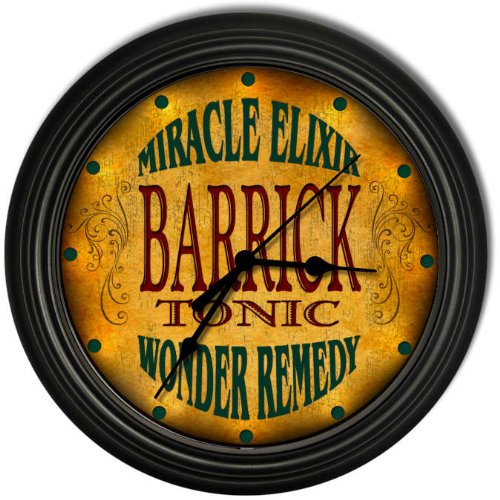 Barrick 's Tonic Wonder Remedy Black Cascading Pub Style Wall Clock