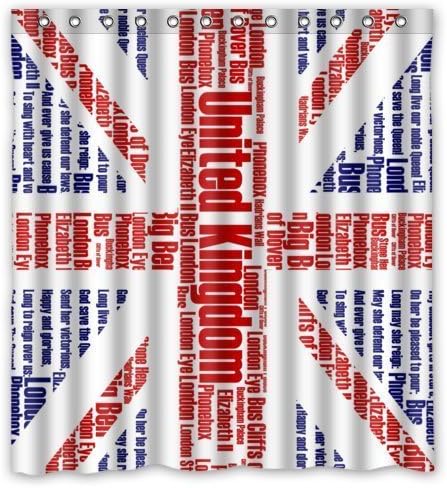 Home&amp;Family Stylish Living Elegant Abstract United Kingdom Union Jack Flag British Flag Bathroom Shower Curtain with Hooks 66 x 72