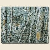 Fleeting Glimpse Wolf in Trees 15x11.5 Tempered Glass Cutting Board by Artworks Home Accents
