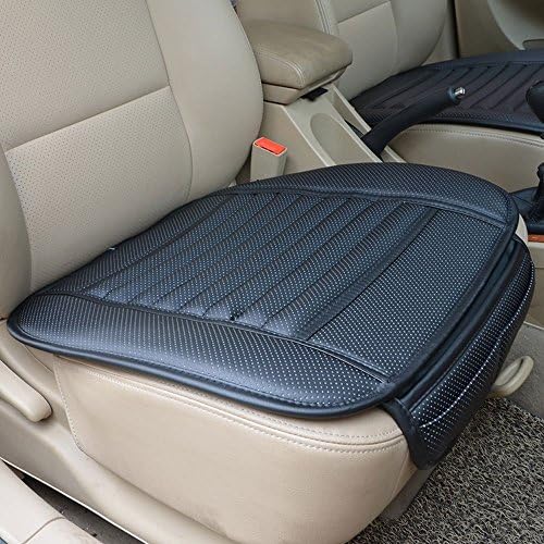 WidStar Car Seat Cushion Chair Cushion Four Seasons PU Leather Bamboo Charcoal Car Seat Cover Pad Mat Auto Accessories (Black)