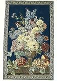 Blue Chenille Wall Tapestry Fruits and Floral (27 in. x 41 in.)