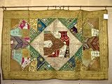 Review   / ETHNIC GOLDS BEADED INDIA SARI WALL HANGINGE TAPESTRY 60