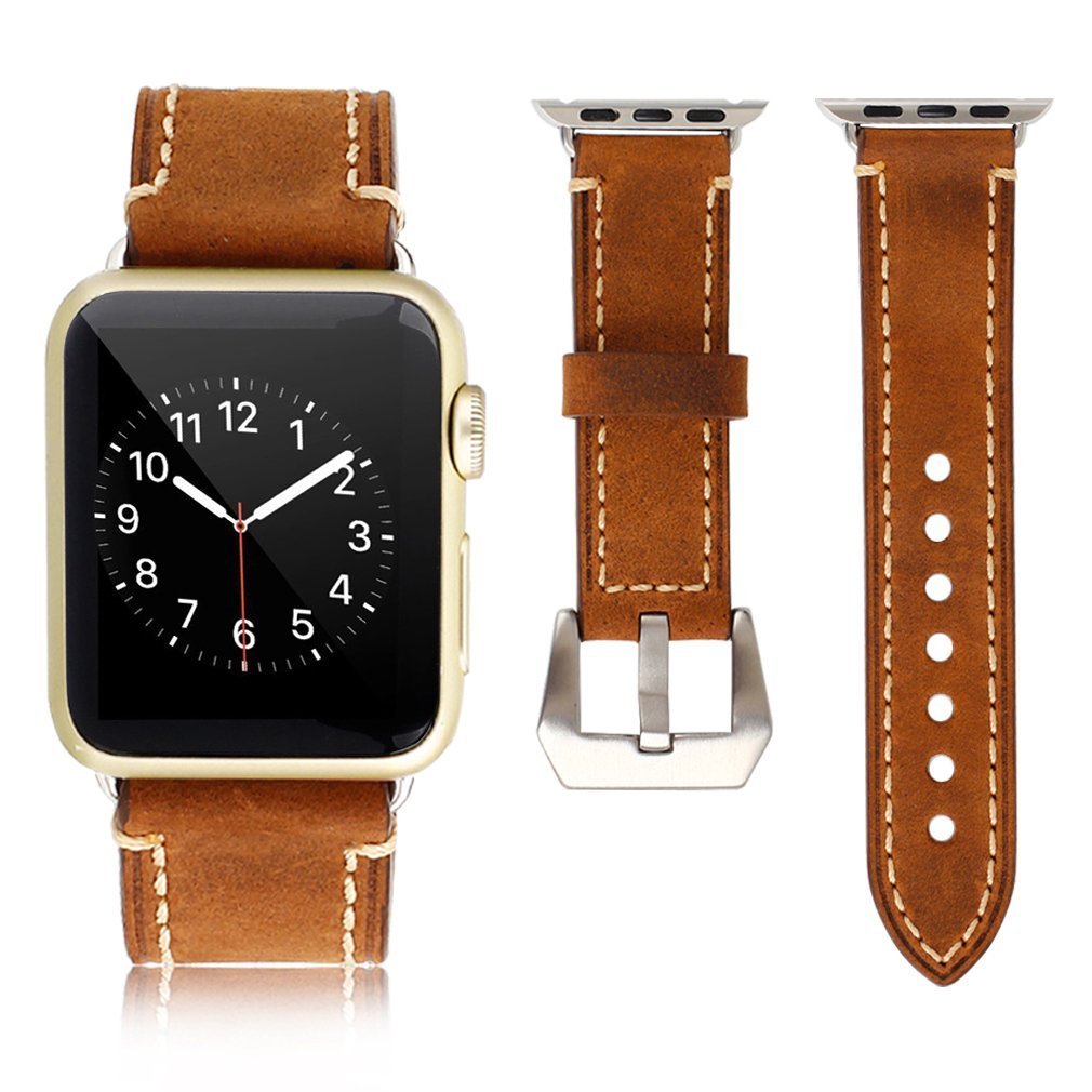 Apple Watch Band, iWatch Leather Wrist Band, Premium Vintage Crazy