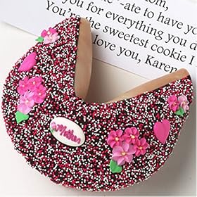 GIGANTIC Gourmet Fortune Cookie: Dark Chocolate Hand Dipped & Decorated for Mother's Day!