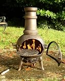 Quality Cast Iron Chimenea BBQ with Swing out Grill Barbeque Chiminea Patio Heather=bronze