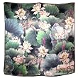 100% Luxurious Charmeuse Silk Ink Painting Lotus Water Lilies Garden Hand Rolled Edges Square Scarf Shawl