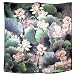 100% Luxurious Charmeuse Silk Ink Painting Lotus Water Lilies Garden Hand Rolled Edges Square Scarf Shawl