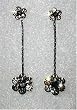 Earrings - E126 - Swarovski Crystal Flower Drop ~ Blk Diamond & Jet (Grey & Black)