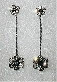 Earrings - E126 - Swarovski Crystal Flower Drop ~ Blk Diamond & Jet (Grey & Black)