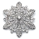 Rhinestone Encrusted Snowflake Brooch, Crystal Bridal Brooch 1121
