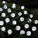 [21ft 30 Led] Globe Solar Lights White / Crystal Ball String Light, 8 Mode (Steady, Flash), Waterproof, Outdoor Hanging Lighting Decoration for Patio, Garden, Porch, Fence, Christmas Tree, Yard, Party