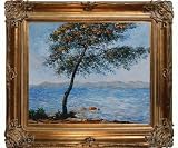 Art Reproduction Oil Painting - Cap d' Antibes with Renaissance Bronze Frame - Bronze Finish - 30 X 34 - Hand Painted Framed Canvas Art